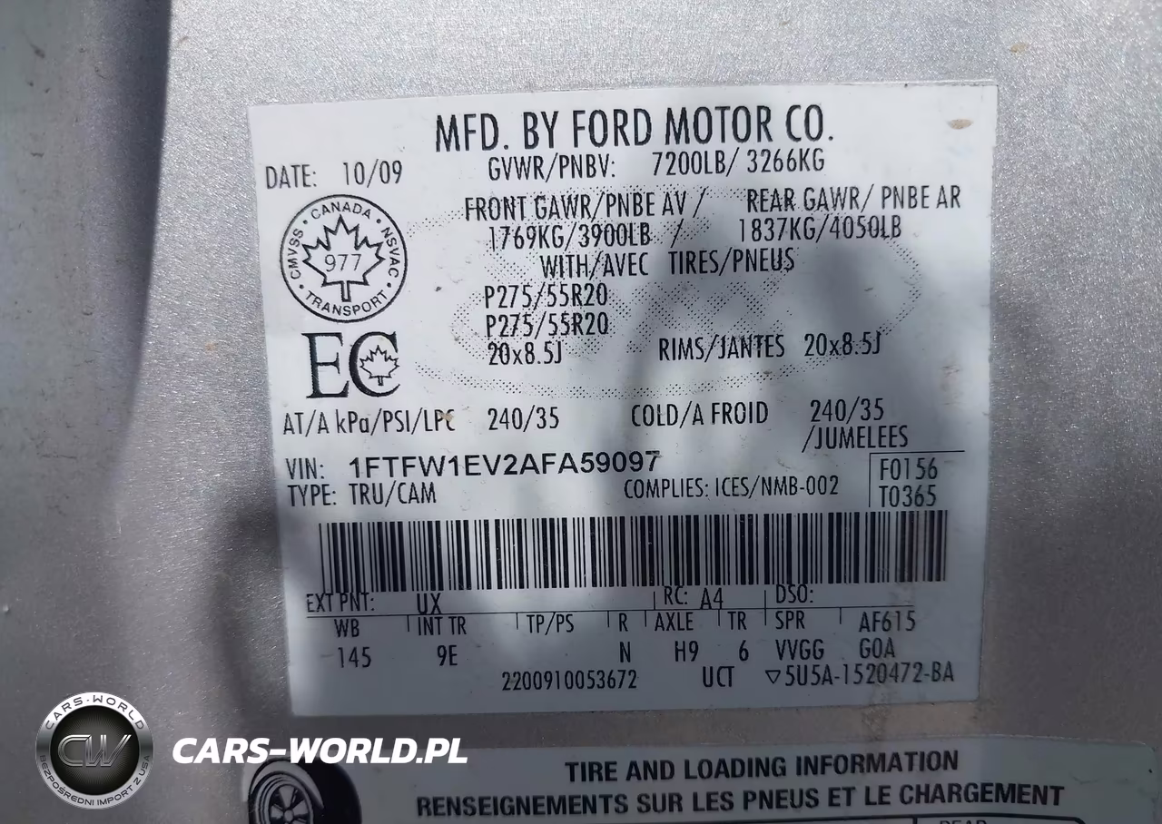 2010 Ford F-150 Fx4-Harley-Davidson-King Ranch-Lariat-Platinum-Xl-Xlt VIN:1FTFW1EV2AFA59097 - 8