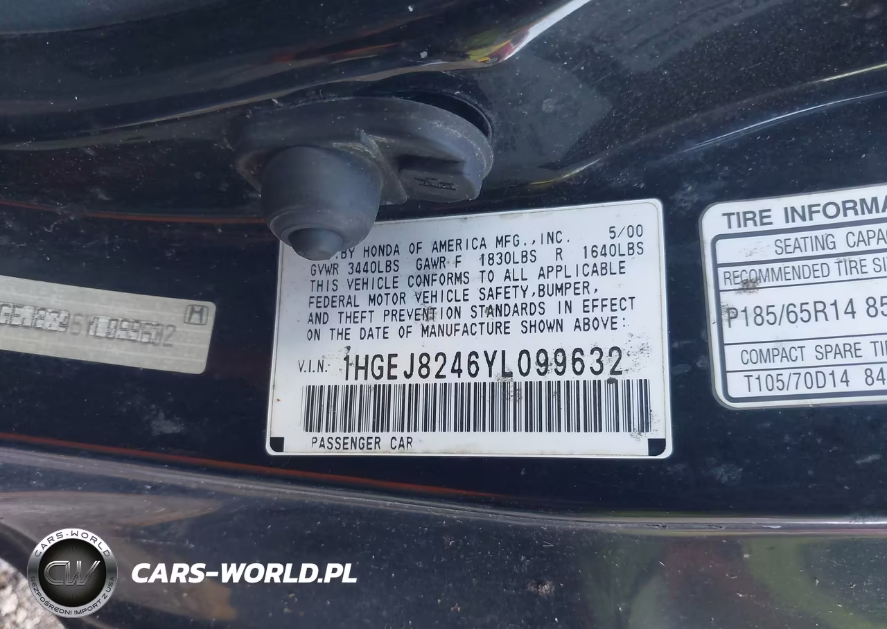 2000 Honda Civic Ex VIN:1HGEJ8246YL099632 - 9