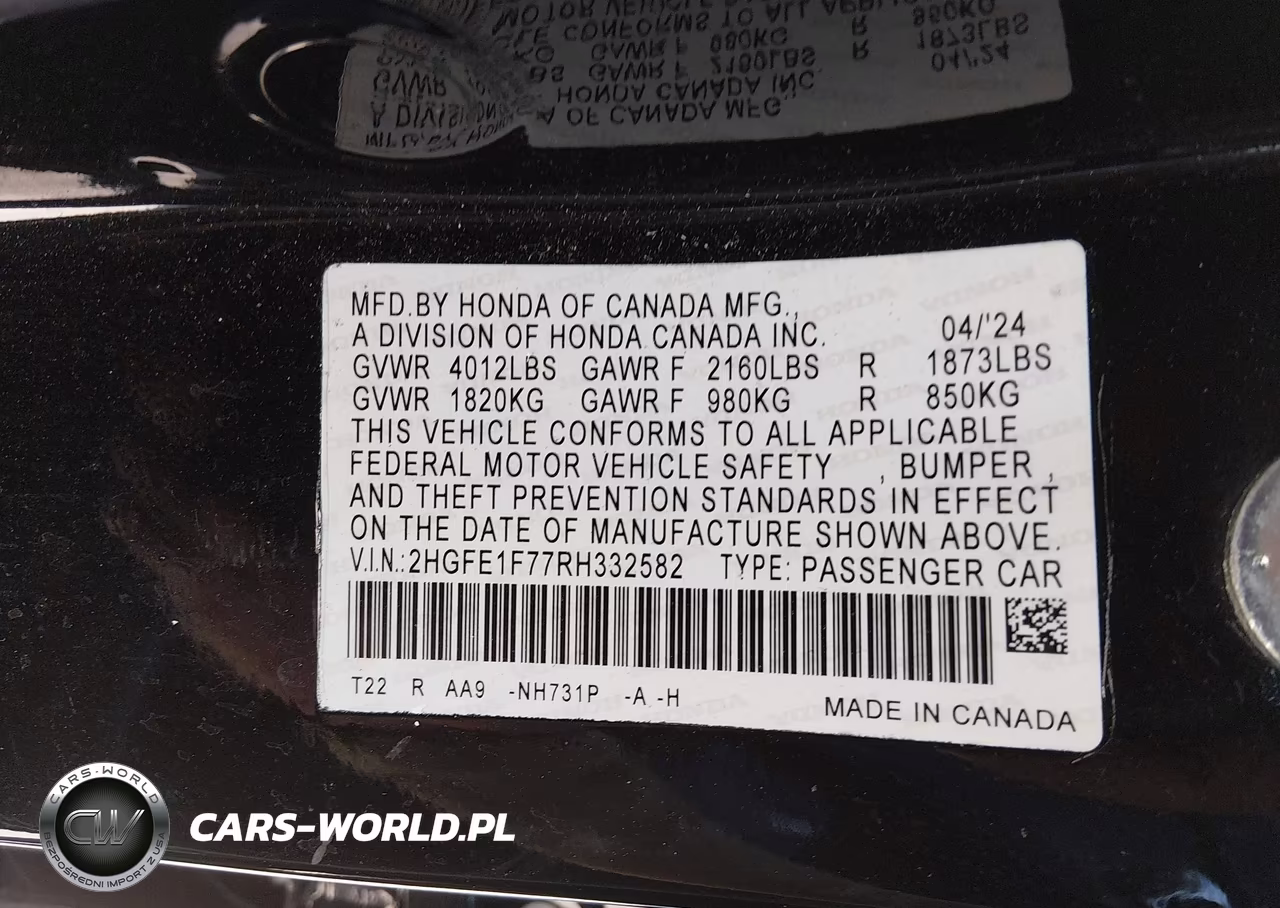 2024 Honda Civic Ex VIN:2HGFE1F77RH332582 - 9