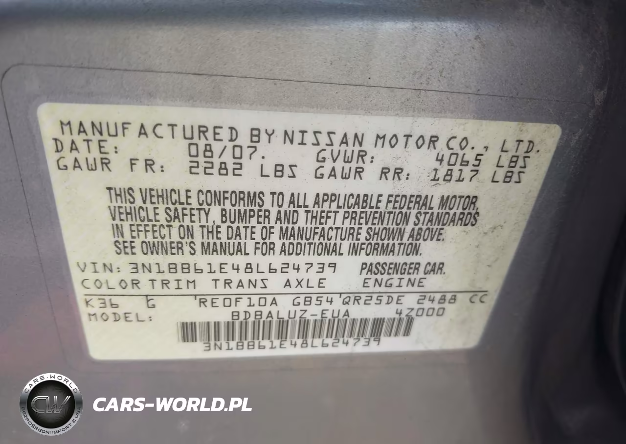 2008 Nissan Sentra Se-R VIN:3N1BB61E48L624739 - 9