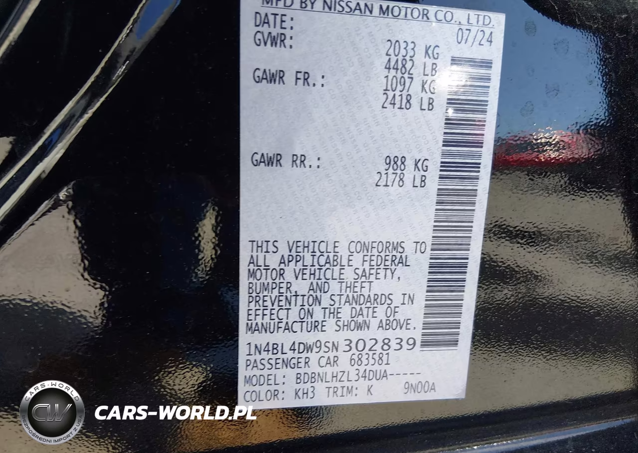 2025 Nissan Altima Sv Awd VIN:1N4BL4DW9SN302839 - 9
