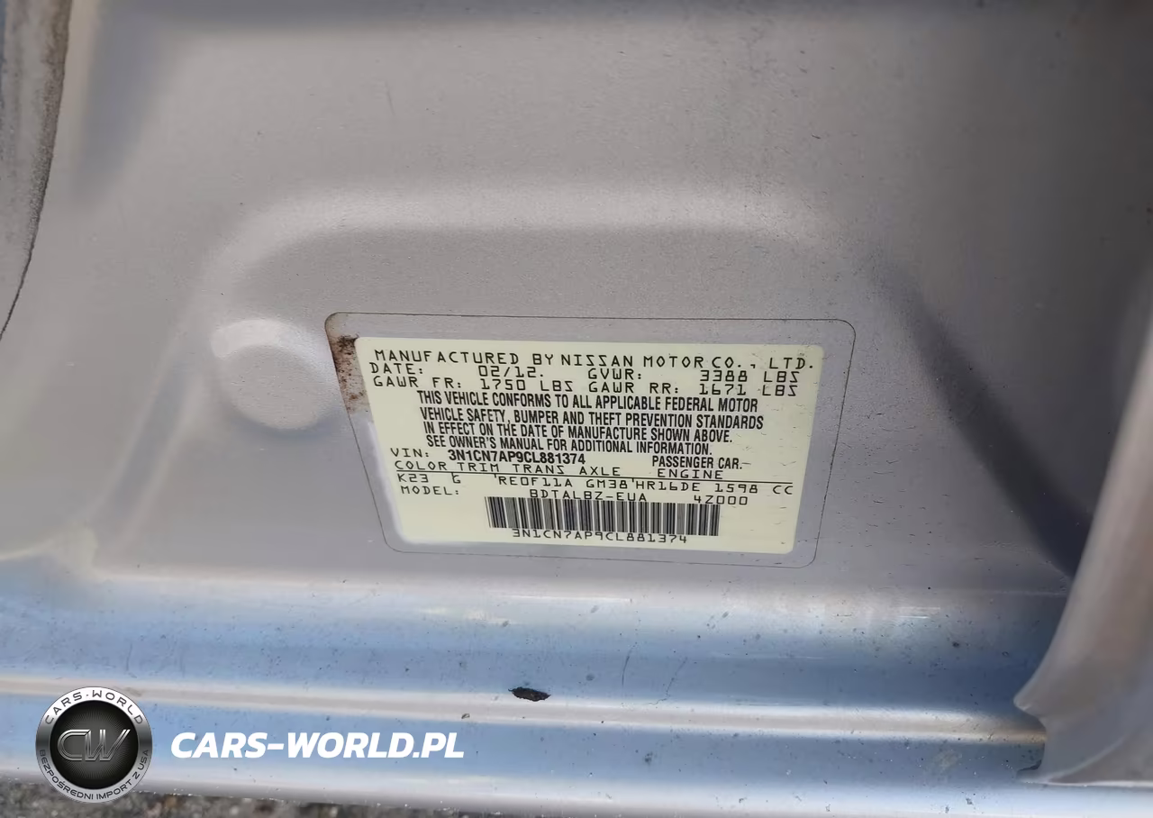 2012 Nissan Versa 1.6 Sv VIN:3N1CN7AP9CL881374 - 9