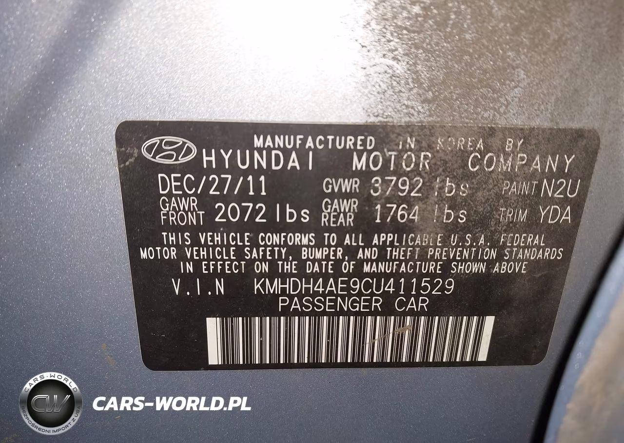 2012 Hyundai Elantra Gls (Ulsan Plant) VIN:KMHDH4AE9CU411529 - 9