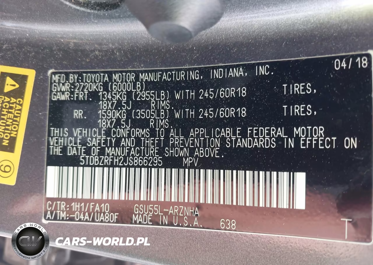2018 Toyota Highlander Le Plus VIN:5TDBZRFH2JS866295 - 9
