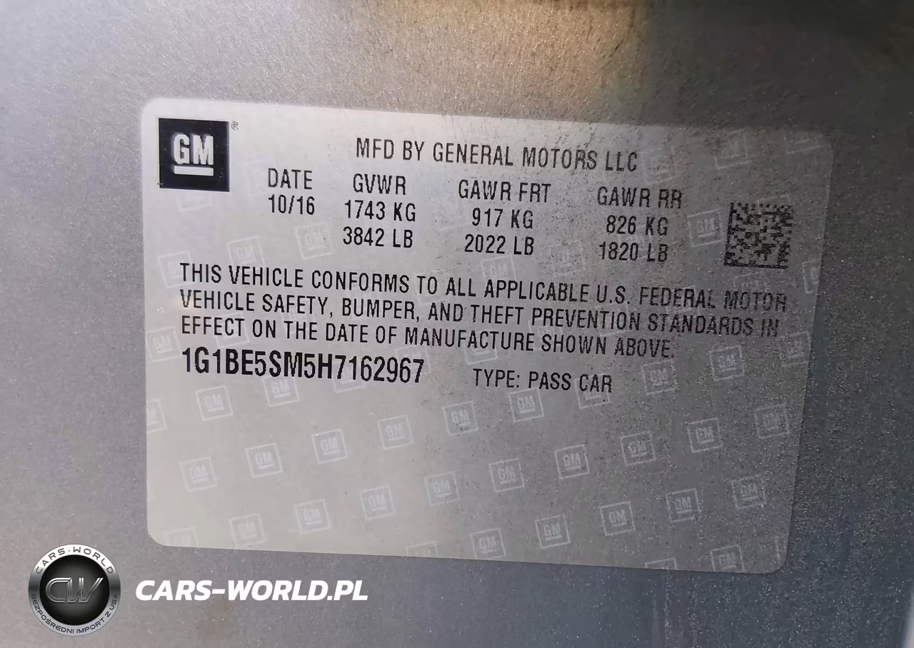 2017 Chevrolet Cruze Lt Auto VIN:1G1BE5SM5H7162967 - 9