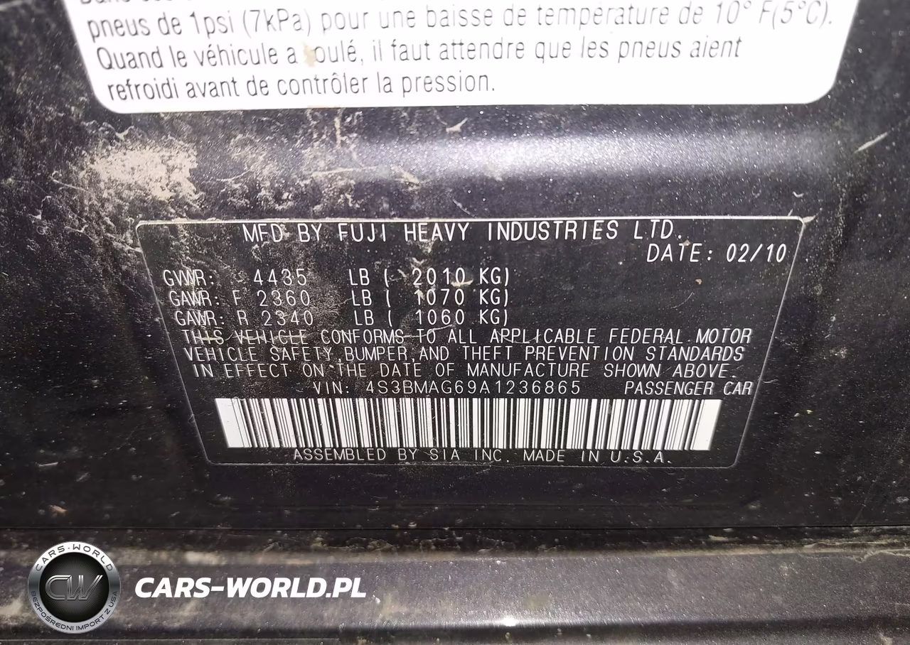 2010 Subaru Legacy 2.5I Premium VIN:4S3BMAG69A1236865 - 9