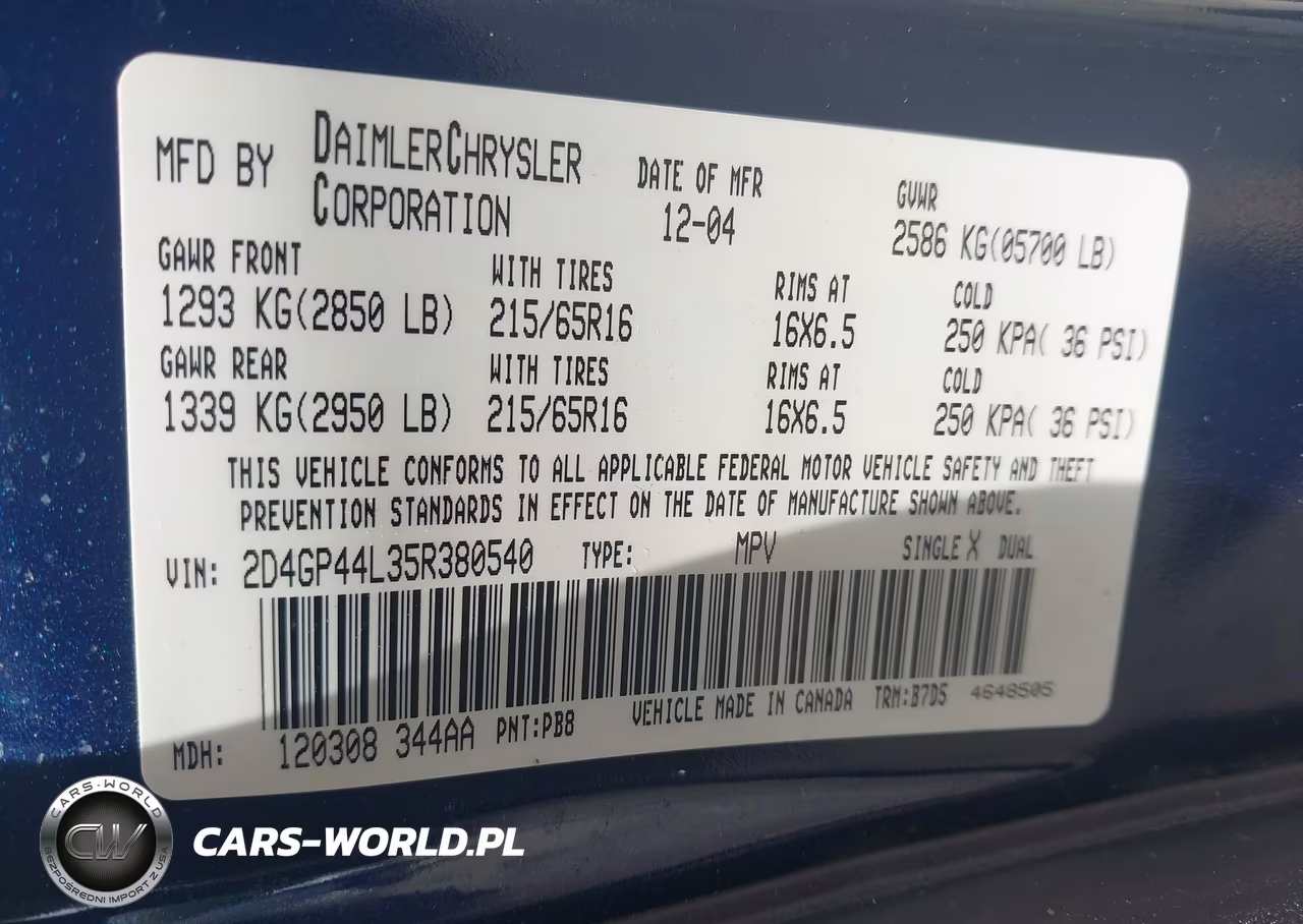 2005 Dodge Grand Caravan Sxt VIN:2D4GP44L35R380540 - 9
