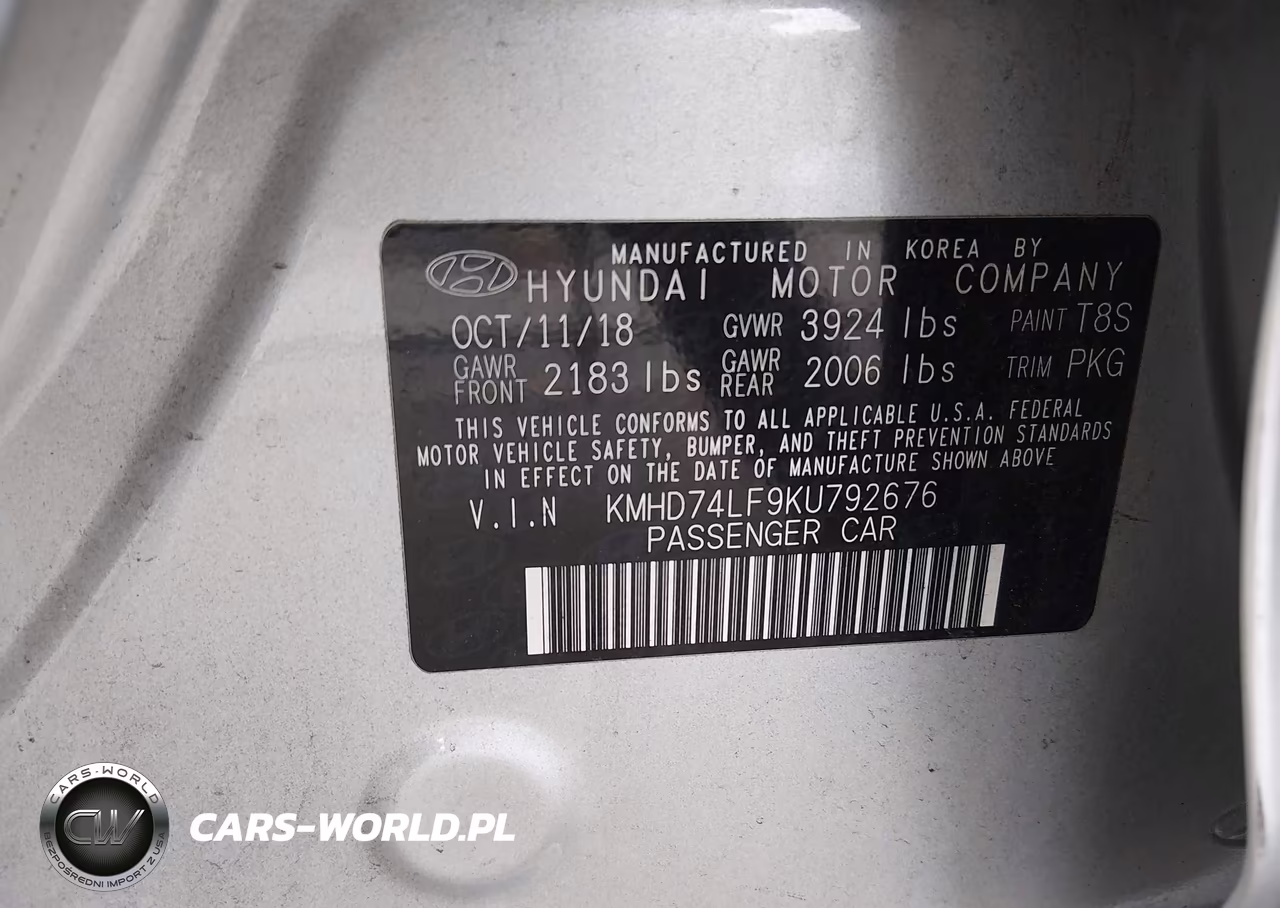 2019 Hyundai Elantra Se VIN:KMHD74LF9KU792676 - 9