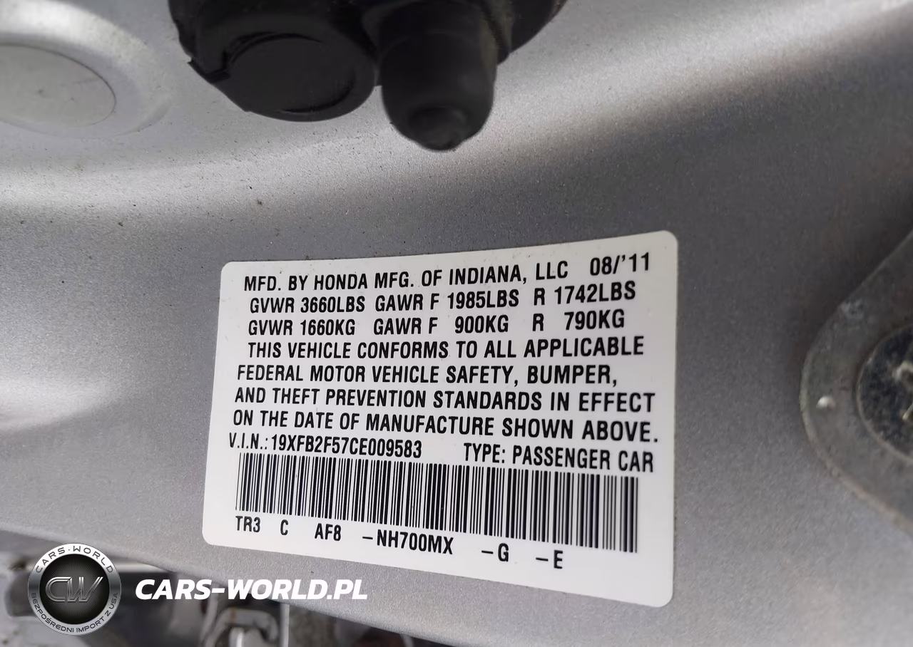 2012 Honda Civic Lx VIN:19XFB2F57CE009583 - 9