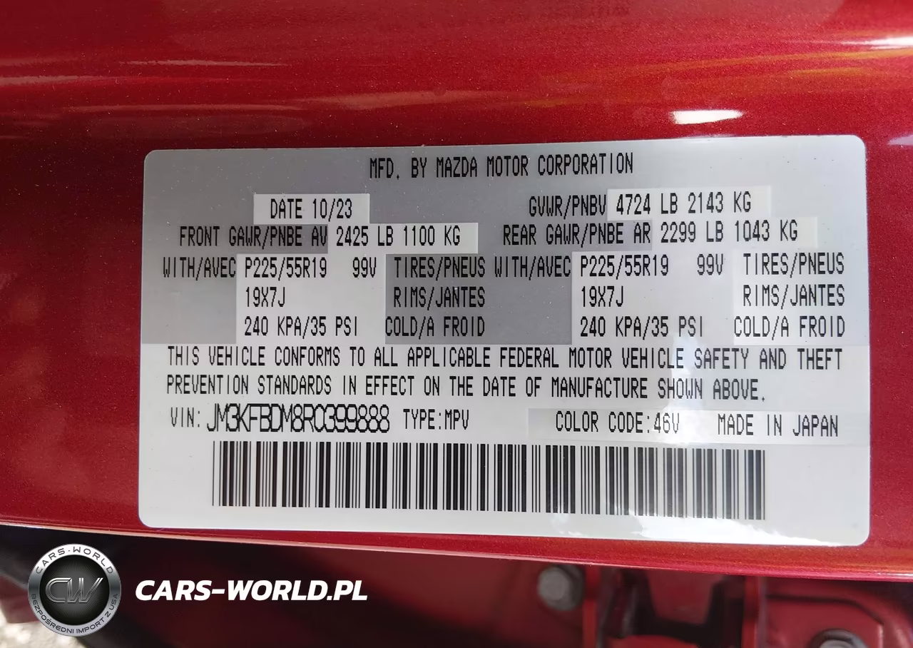 2024 Mazda Cx-5 2.5 S Premium Package VIN:JM3KFBDM8R0399888 - 9