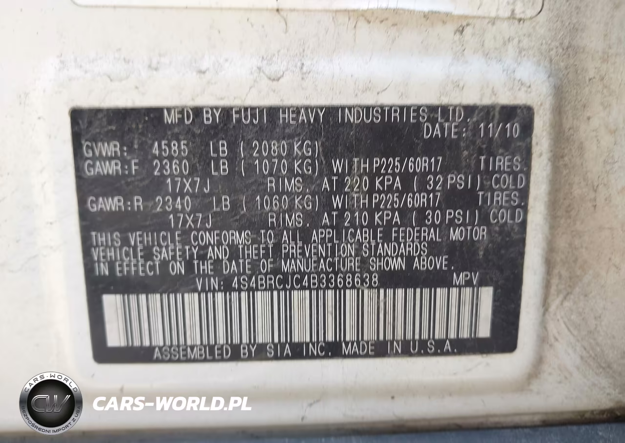 2011 Subaru Outback 2.5I Limited VIN:4S4BRCJC4B3368638 - 9