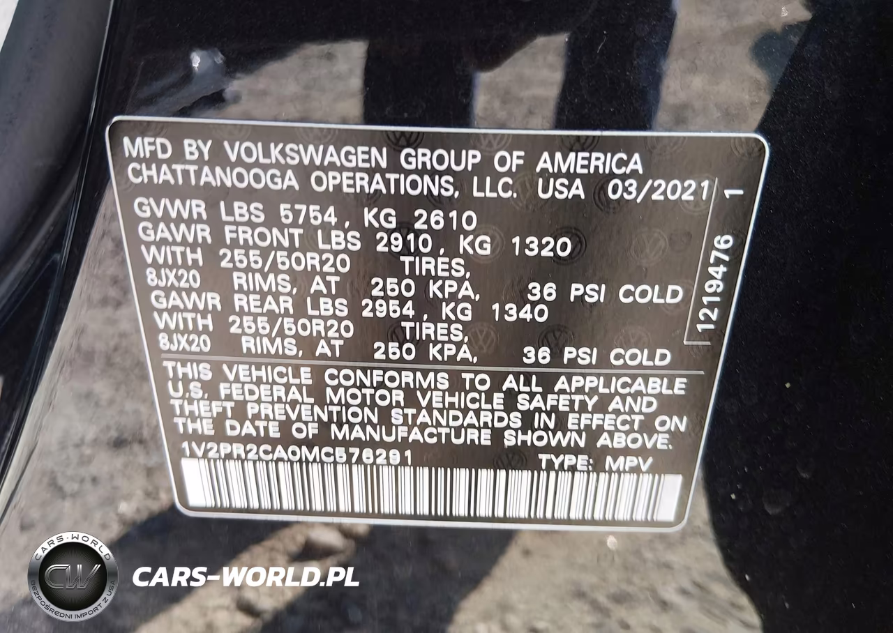 2021 Volkswagen Atlas 3.6L V6 Se W-Technology R-Line VIN:1V2PR2CA0MC576291 - 9