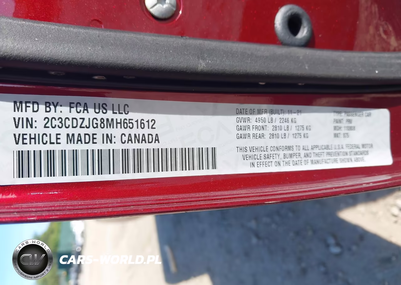 2021 Dodge Challenger Gt VIN:2C3CDZJG8MH651612 - 9