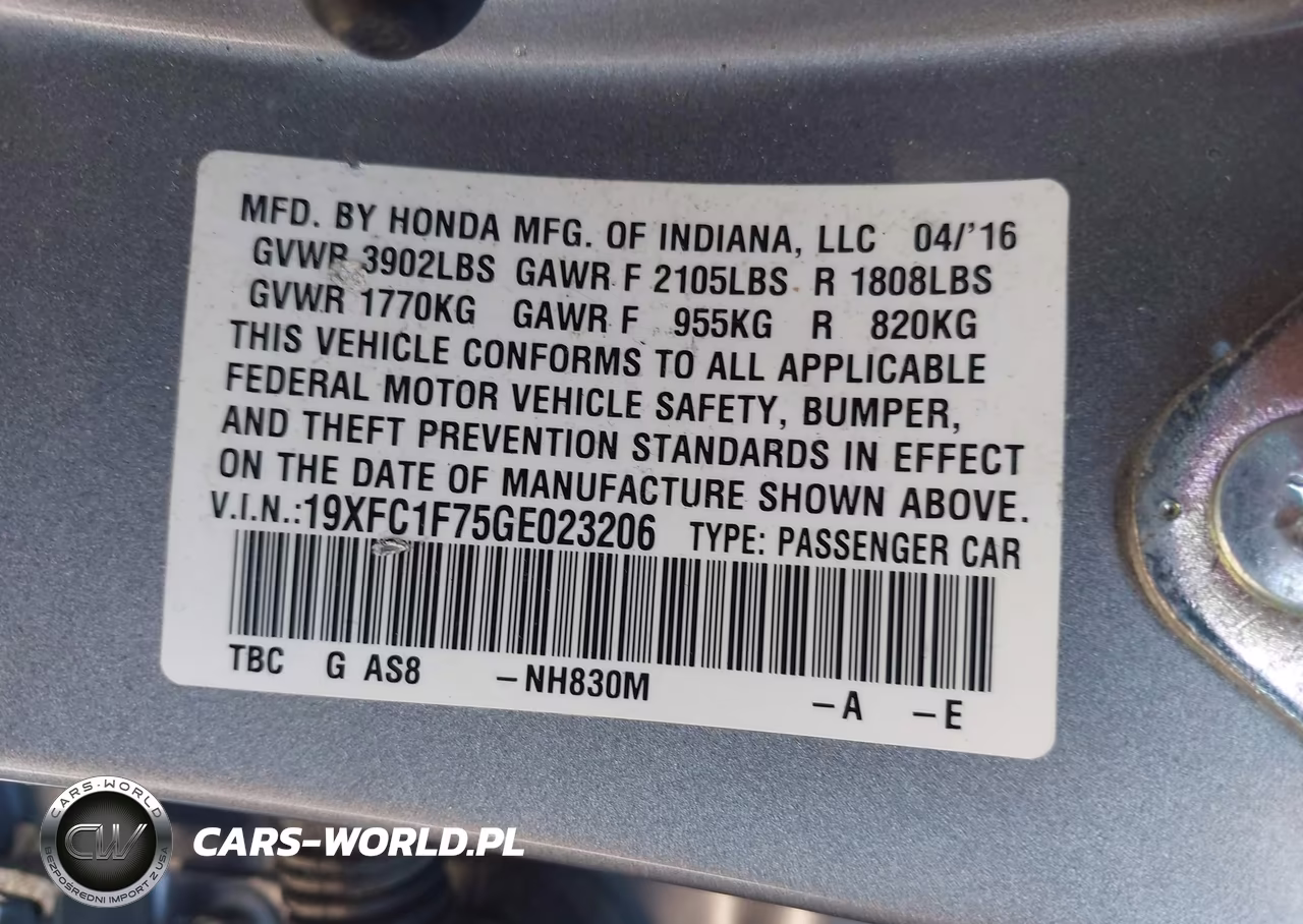 2016 Honda Civic Ex-L VIN:19XFC1F75GE023206 - 9