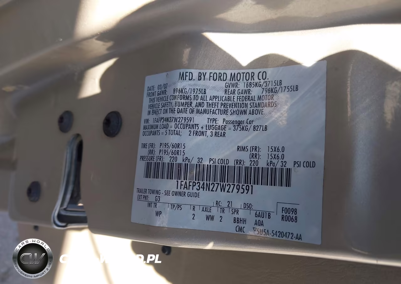 2007 Ford Focus S-Se-Ses VIN:1FAFP34N27W279591 - 9
