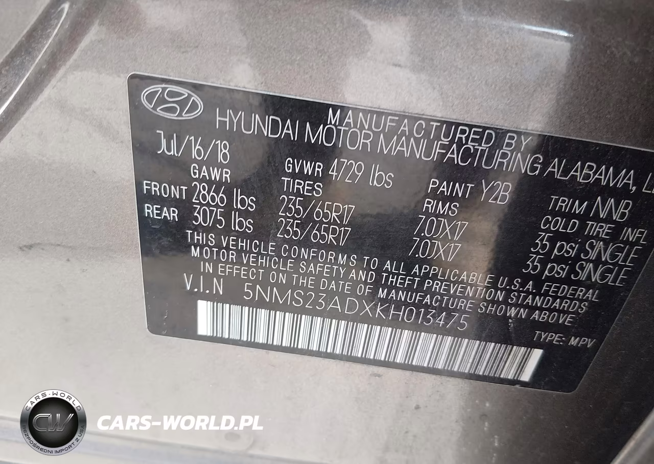 2019 Hyundai Santa Fe Se VIN:5NMS23ADXKH013475 - 9