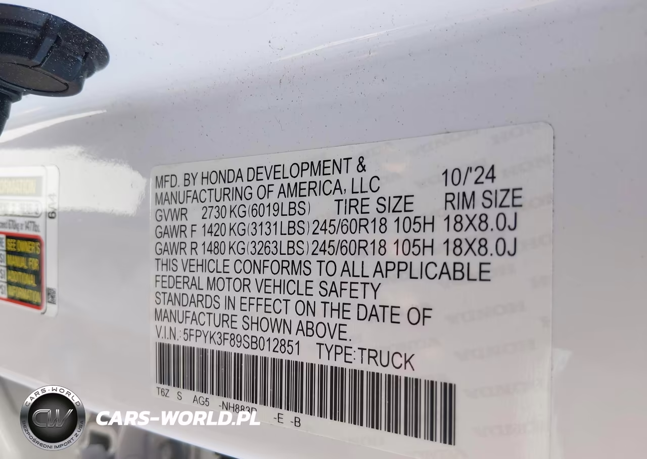 2025 Honda Ridgeline Black Edition VIN:5FPYK3F89SB012851 - 9