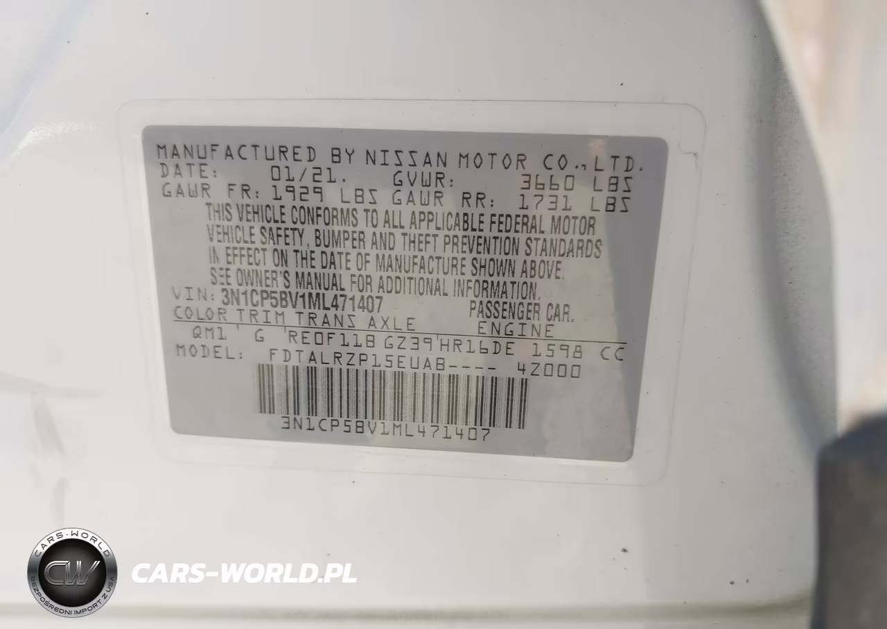 2021 Nissan Kicks S Xtronic Cvt VIN:3N1CP5BV1ML471407 - 9