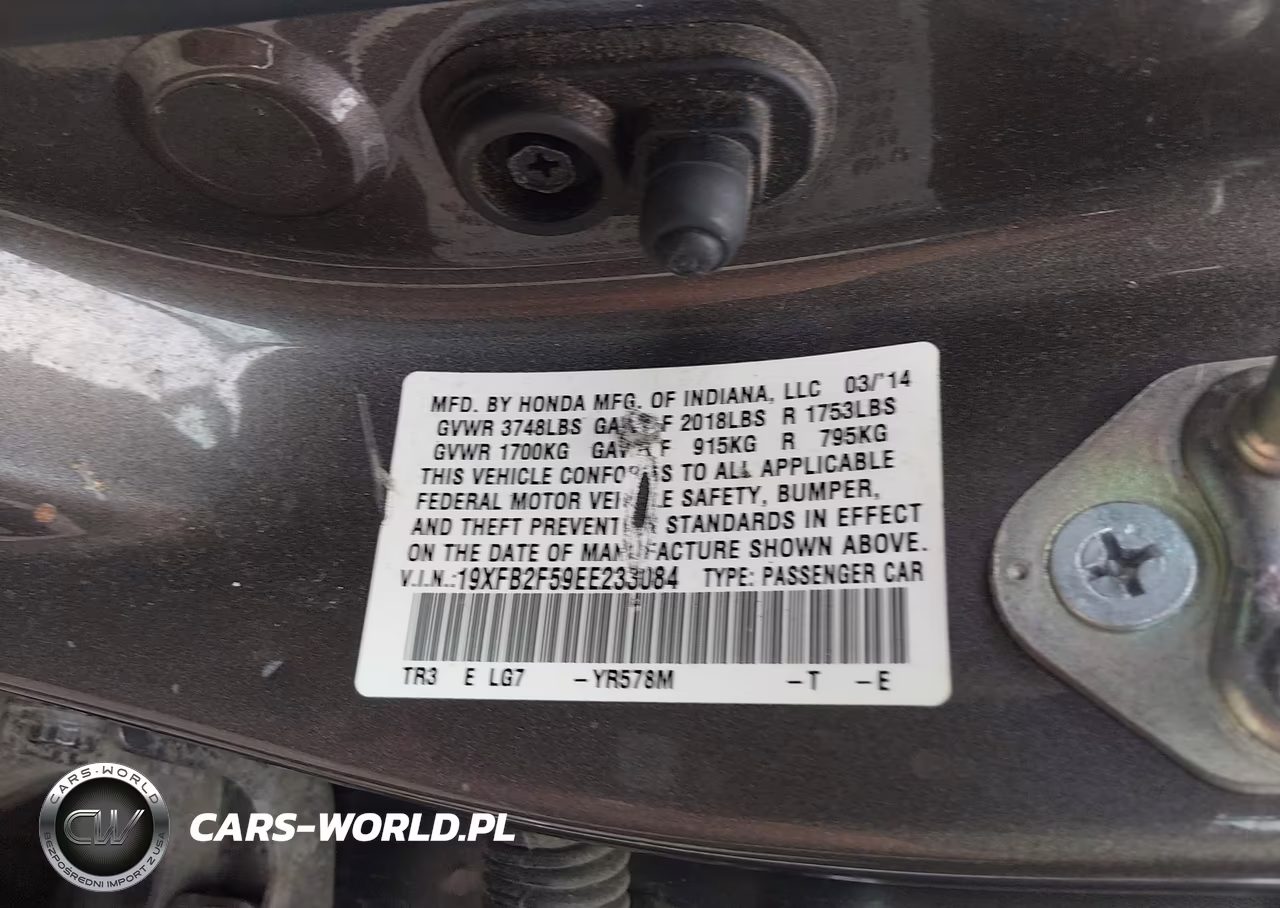 2014 Honda Civic Lx VIN:19XFB2F59EE233084 - 9