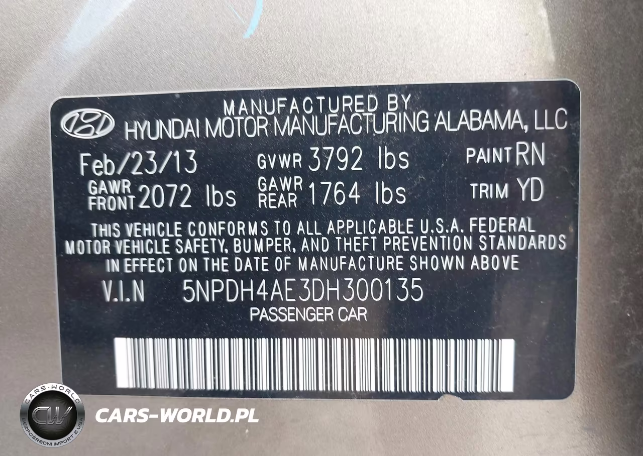 2013 Hyundai Elantra Gls VIN:5NPDH4AE3DH300135 - 9