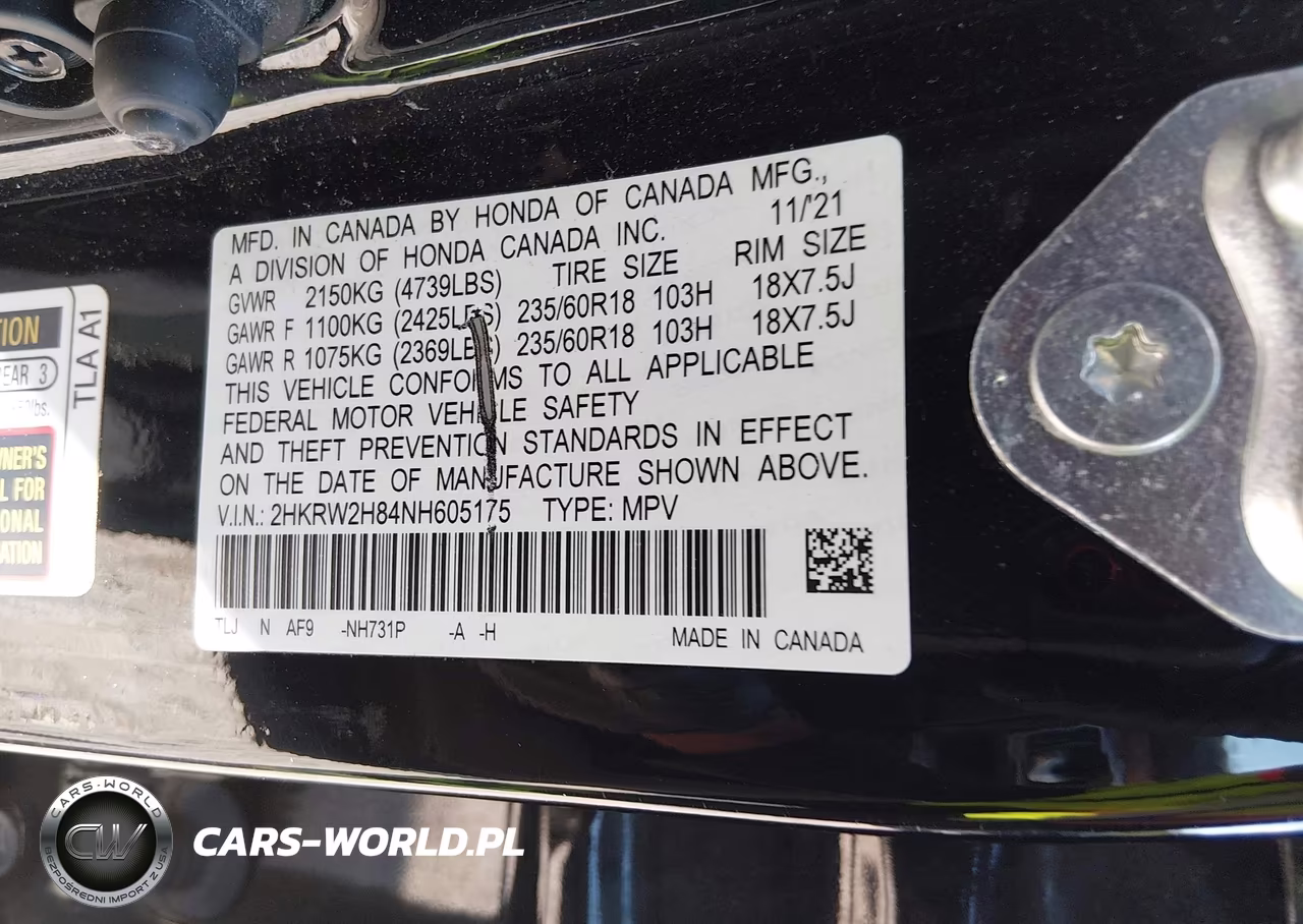 2022 Honda Cr-V Awd Ex-L VIN:2HKRW2H84NH605175 - 9