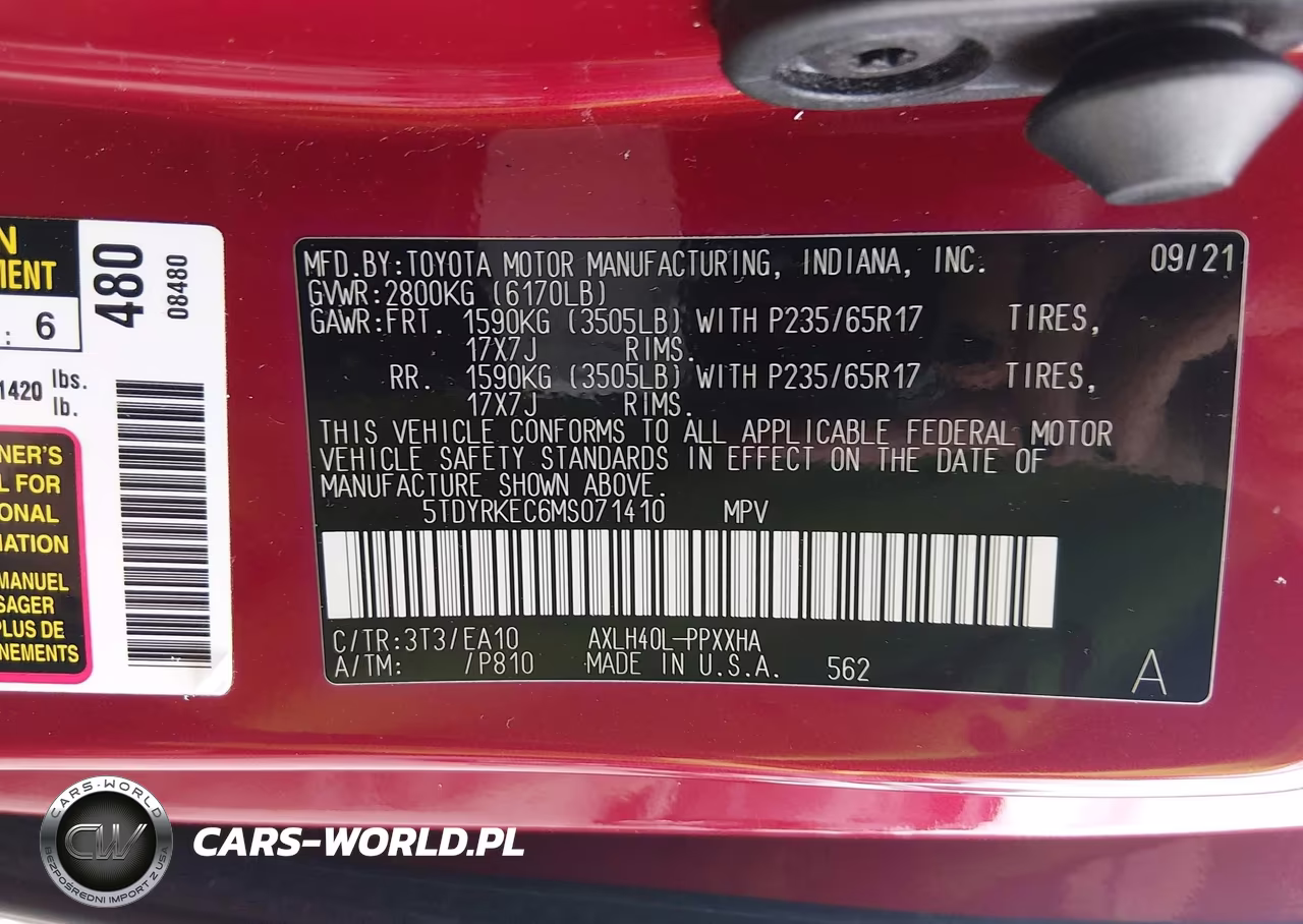 2021 Toyota Sienna Xle VIN:5TDYRKEC6MS071410 - 9