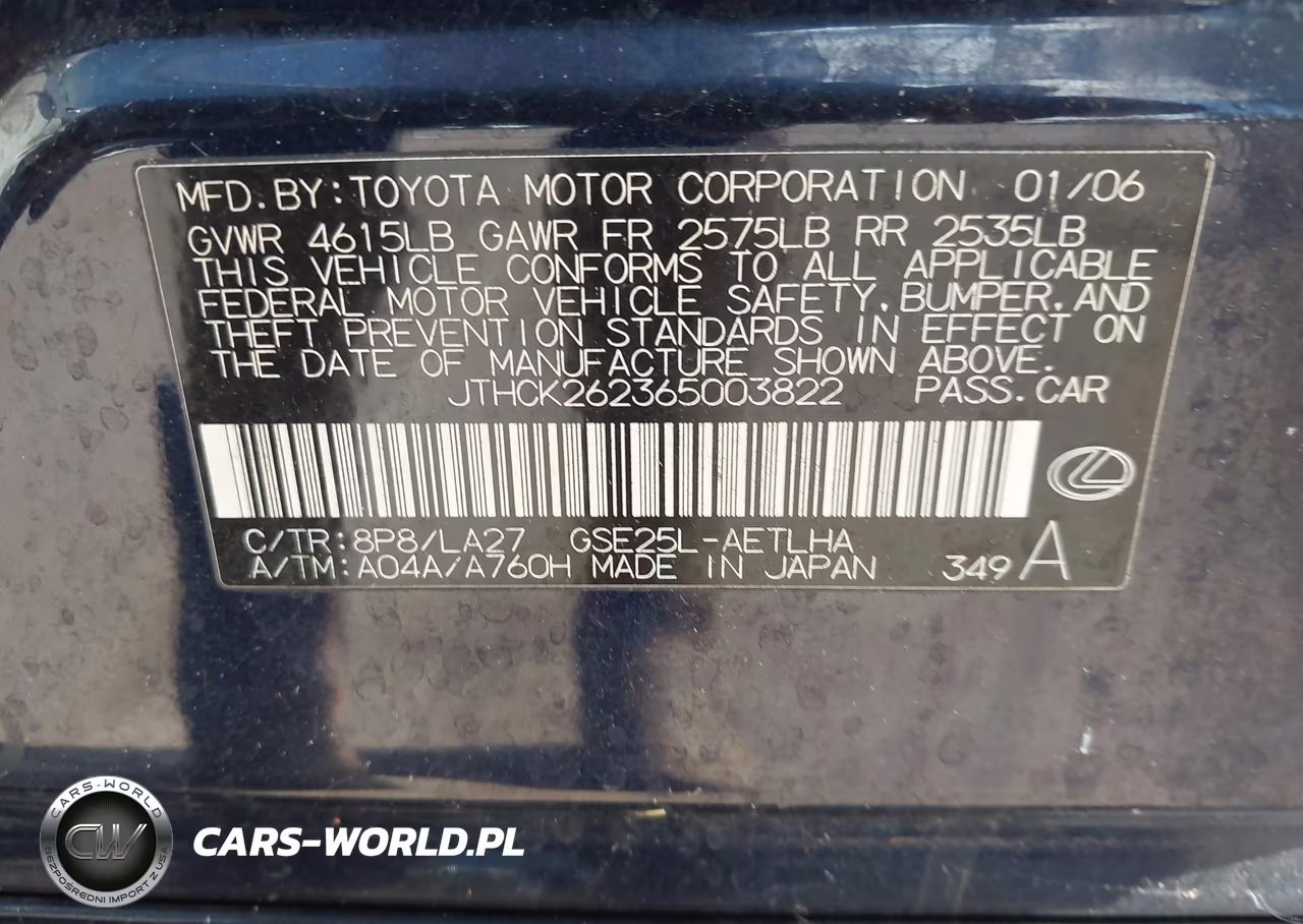 2006 Lexus Is 250 VIN:JTHCK262365003822 - 9