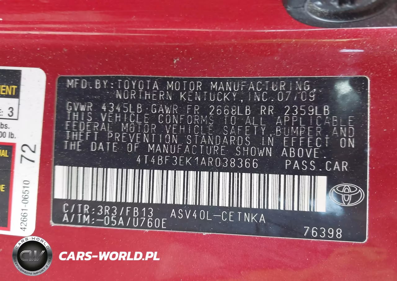 2010 Toyota Camry Le VIN:4T4BF3EK1AR038366 - 9