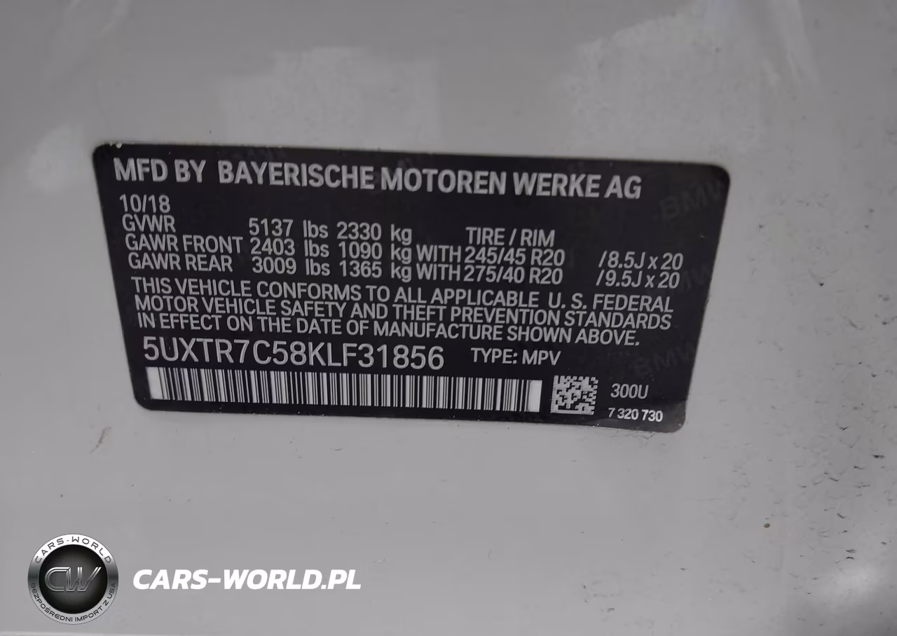 2019 BMW X3 Sdrive30I VIN:5UXTR7C58KLF31856 - 9