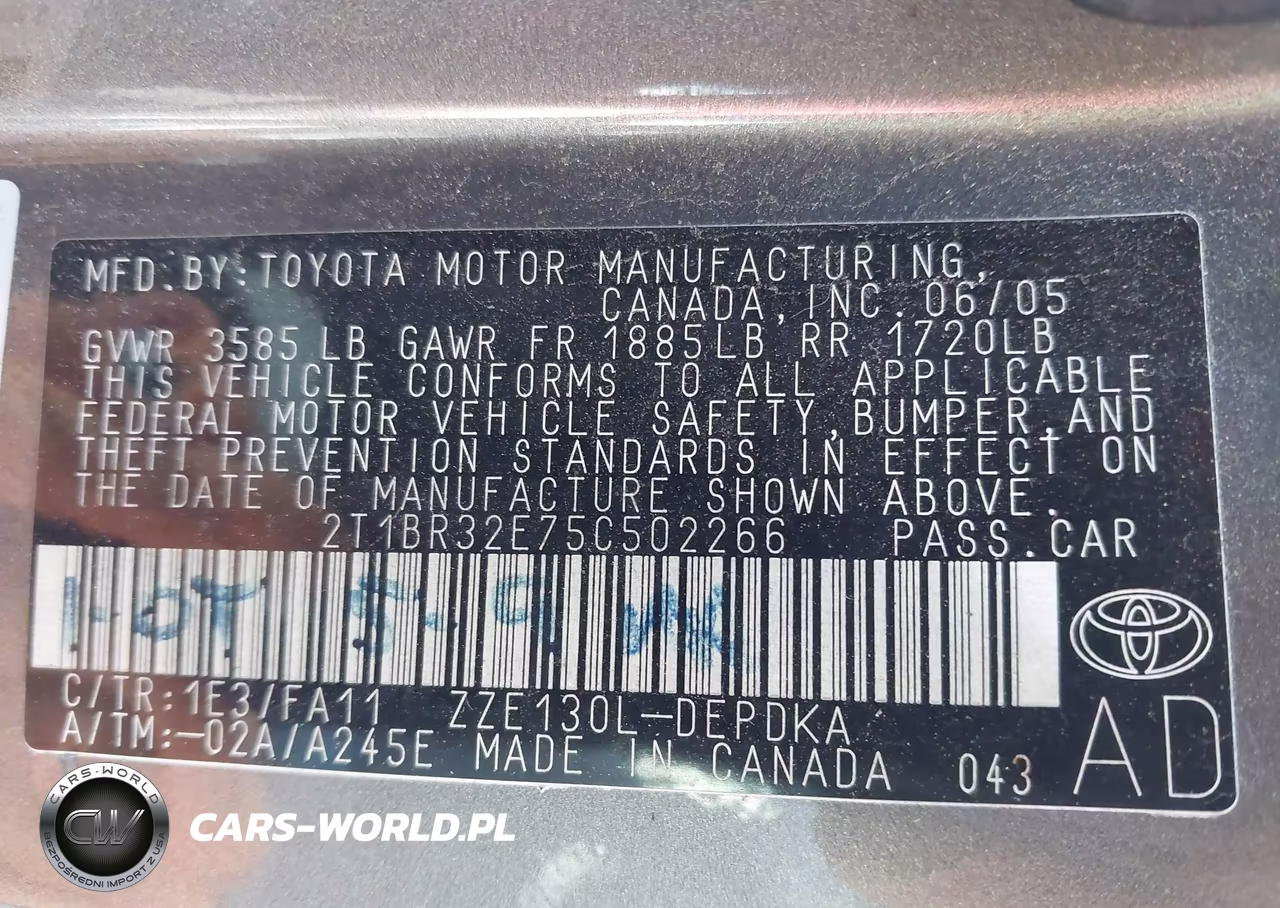 2005 Toyota Corolla Ce VIN:2T1BR32E75C502266 - 9