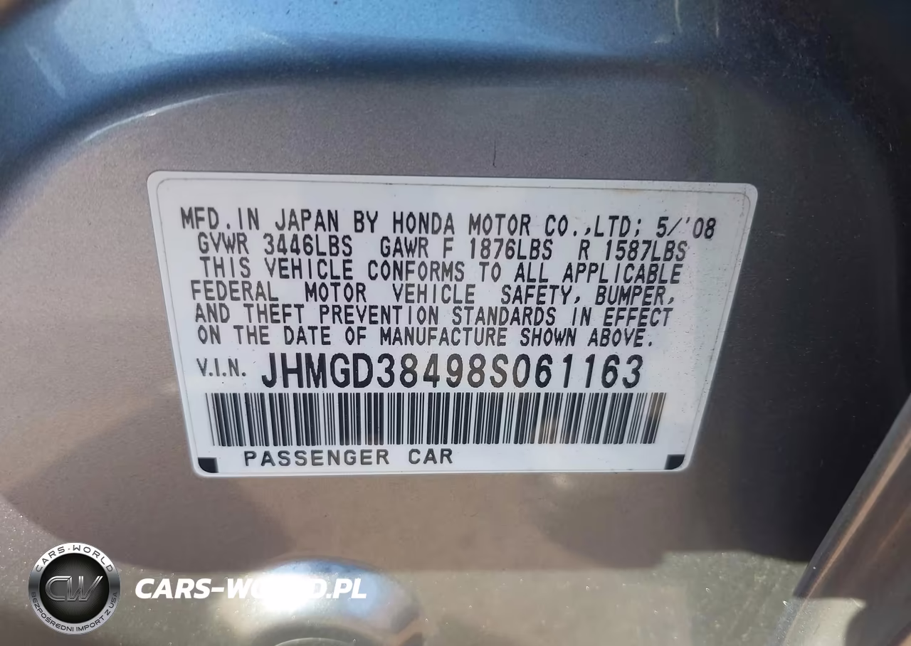 2008 Honda Fit VIN:JHMGD38498S061163 - 9