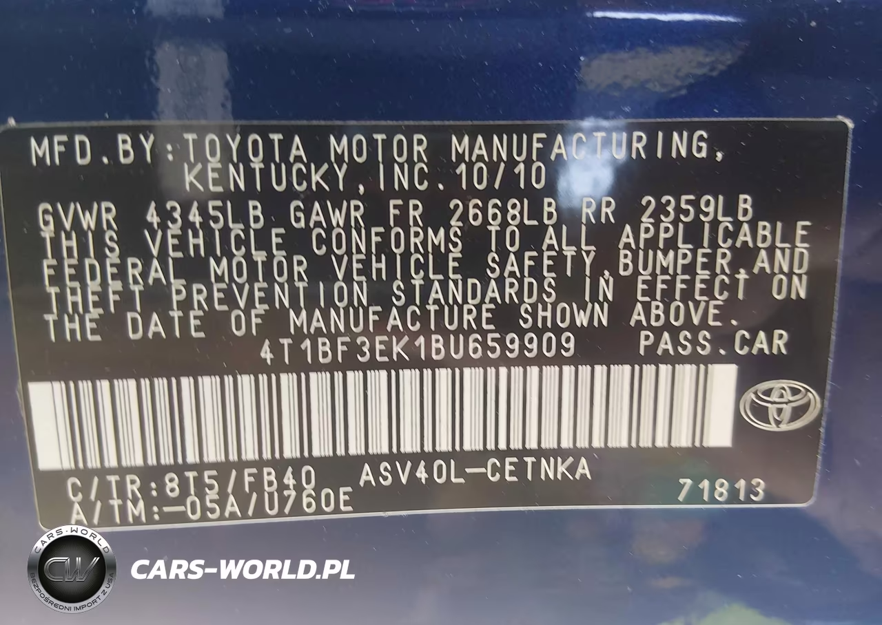 2011 Toyota Camry Le VIN:4T1BF3EK1BU659909 - 9