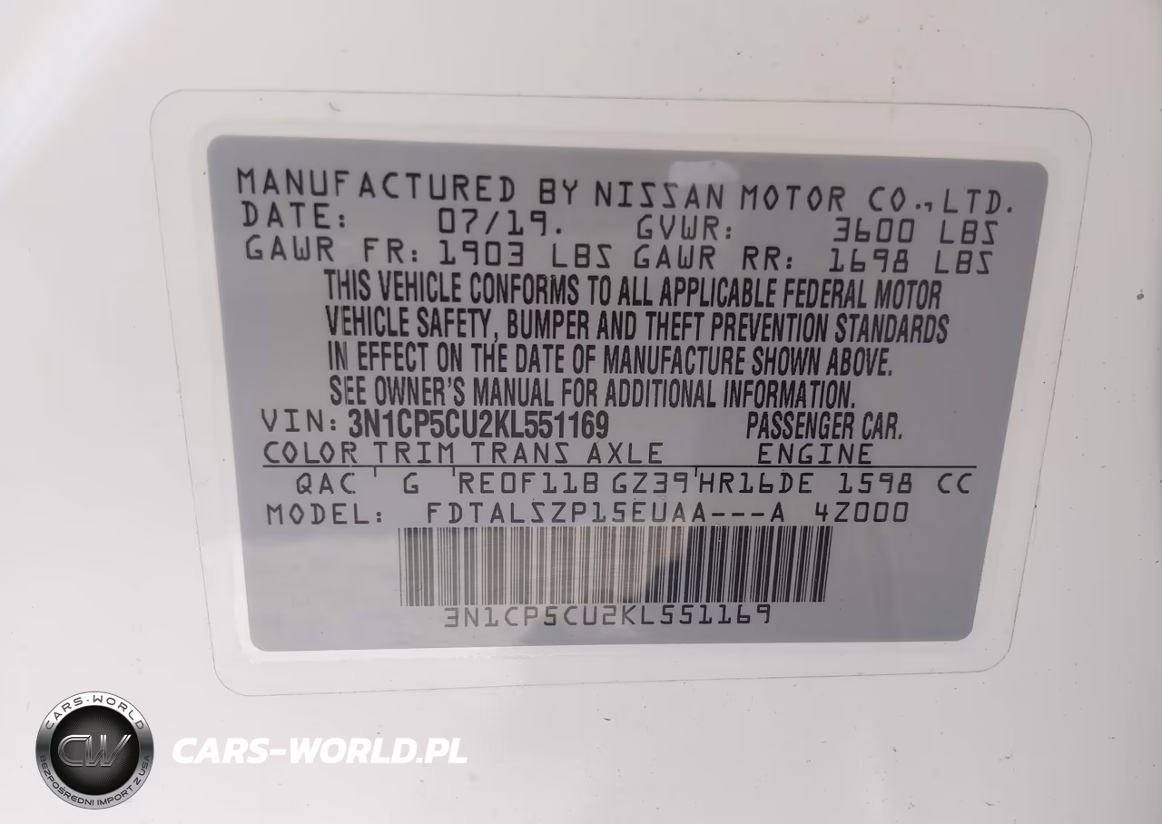 2019 Nissan Kicks Sv VIN:3N1CP5CU2KL551169 - 9