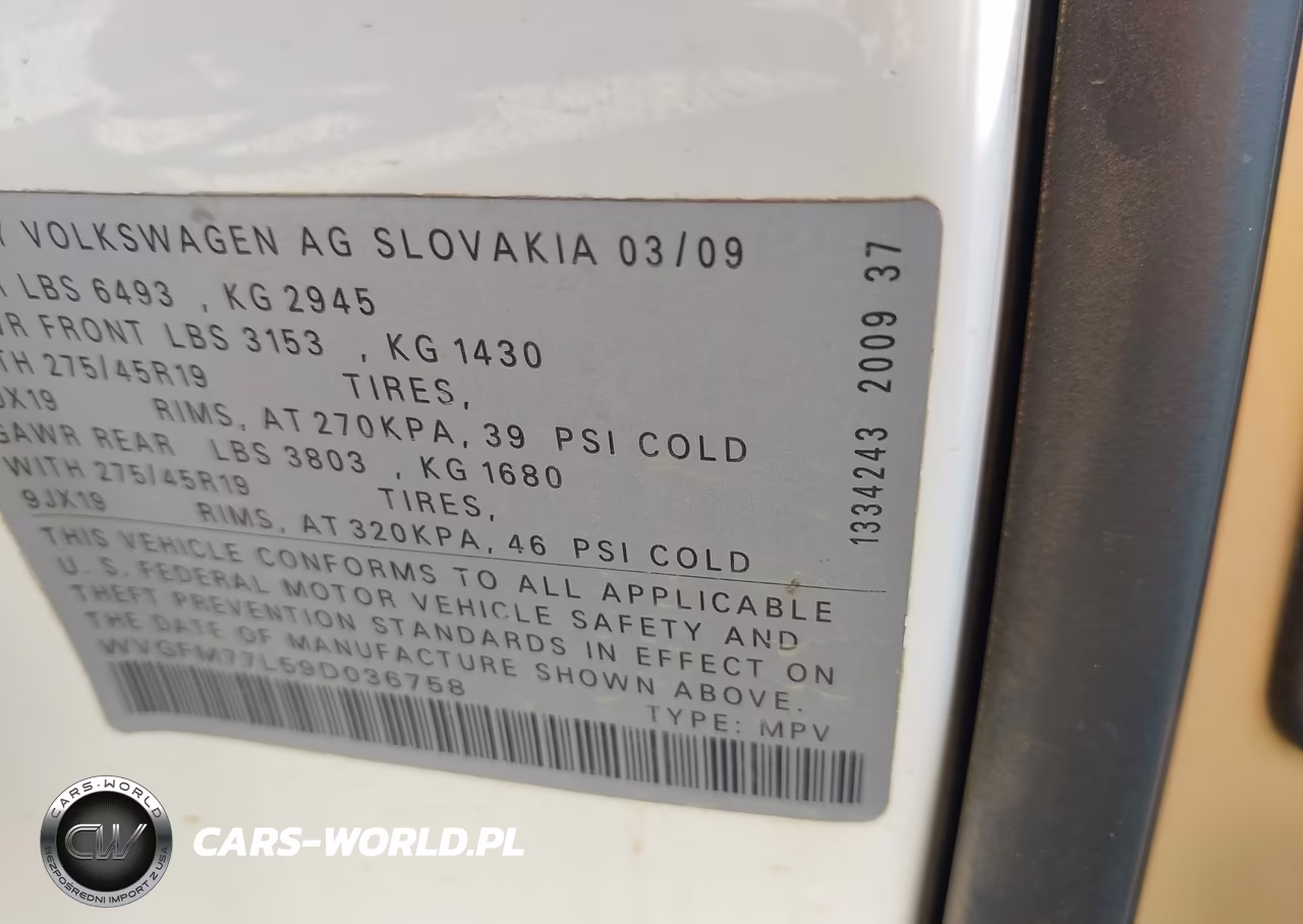 2009 Volkswagen Touareg 2 V6 Tdi VIN:WVGFM77L59D036758 - 9