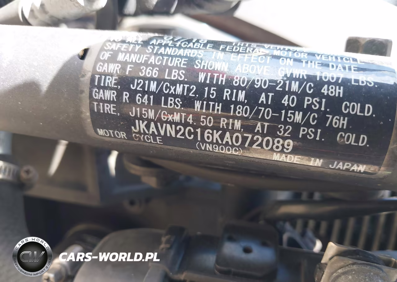 2019 Kawasaki Vn900 C VIN:JKAVN2C16KA072089 - 10