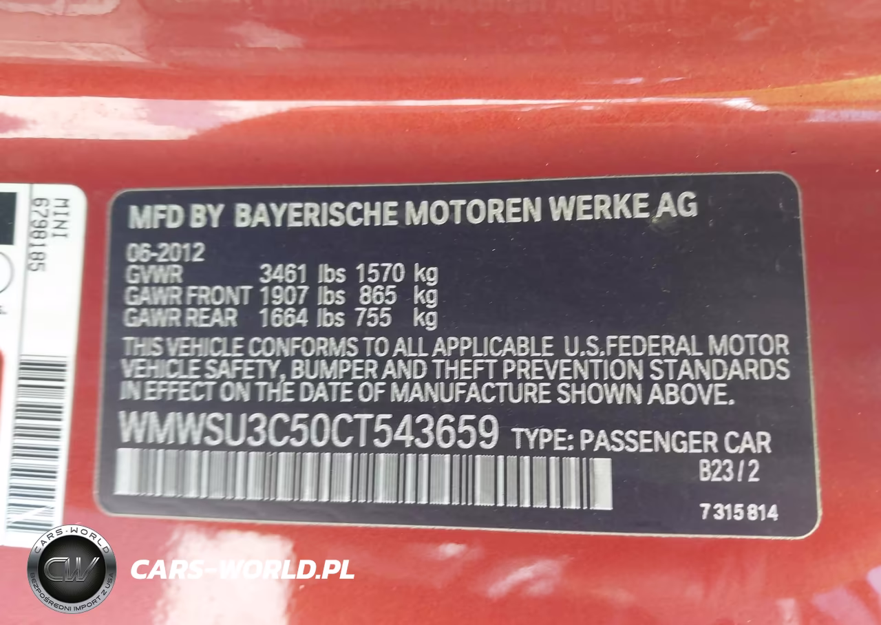 2012 Mini Cooper VIN:WMWSU3C50CT543659 - 9