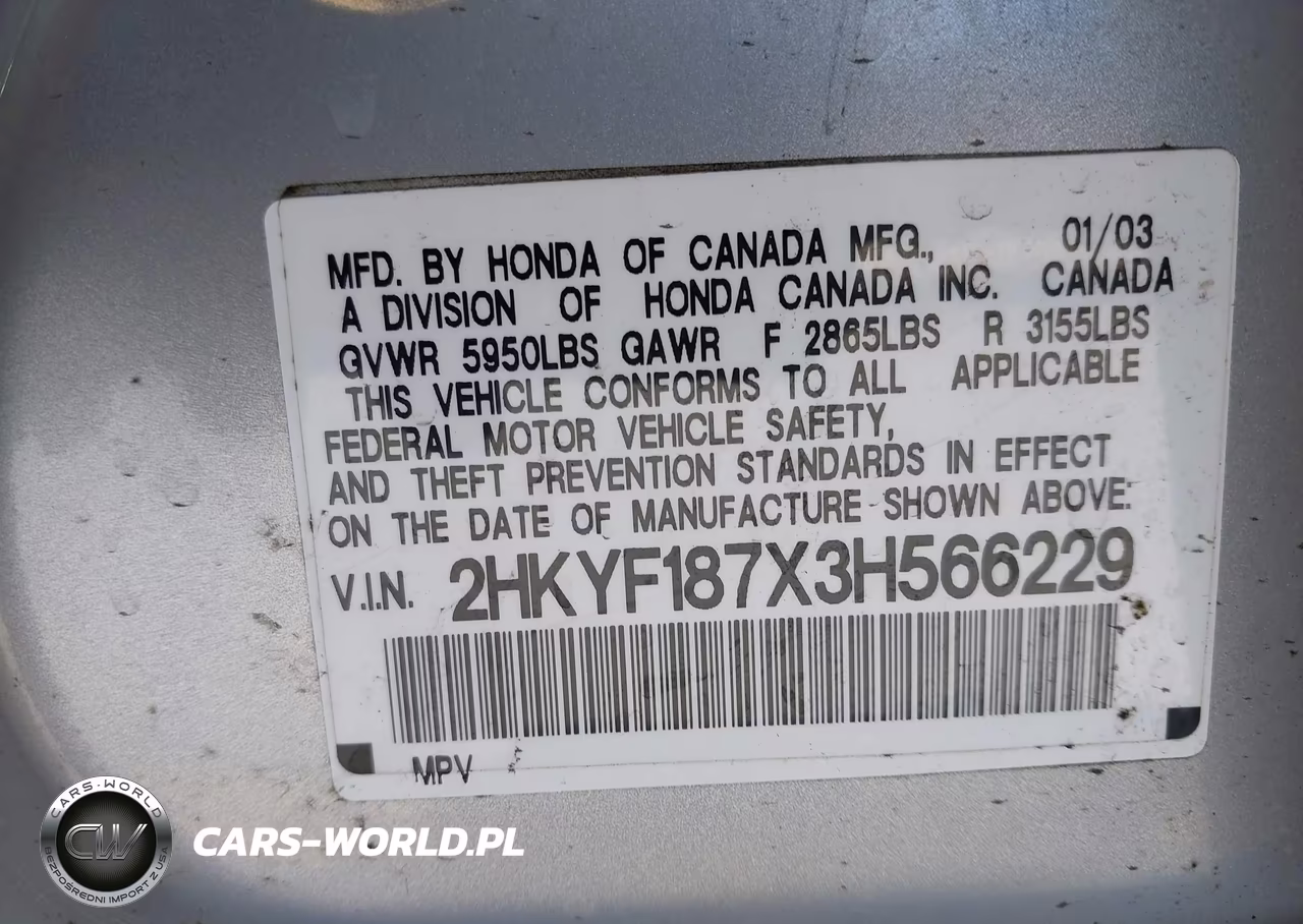 2003 Honda Pilot Ex-L VIN:2HKYF187X3H566229 - 9
