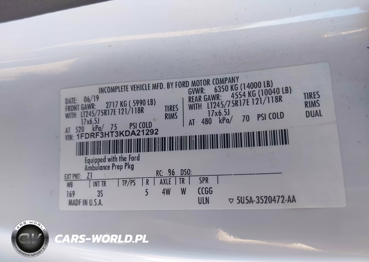 2019 Ford F-350 Chassis Xlt VIN:1FDRF3HT3KDA21292 - 9