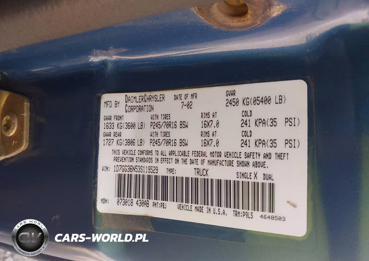 2003 Dodge Dakota Sport VIN:1D7GG36N53S119529 - 9