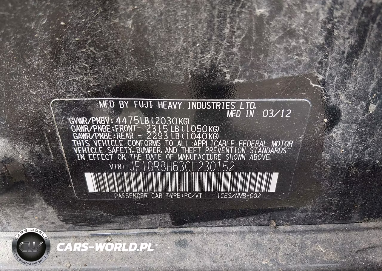 2012 Subaru Impreza Wrx VIN:JF1GR8H63CL230152 - 9
