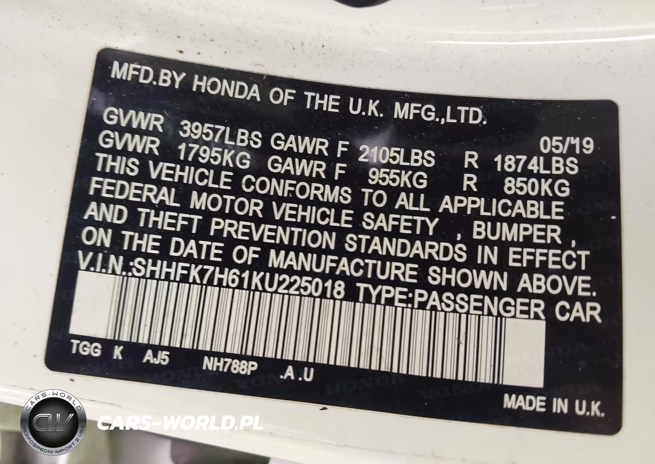 2019 Honda Civic Ex VIN:SHHFK7H61KU225018 - 9