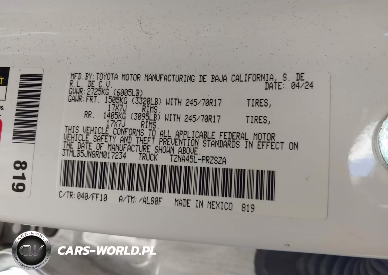 2024 Toyota Tacoma Sr5 VIN:3TMLB5JN8RM017234 - 9
