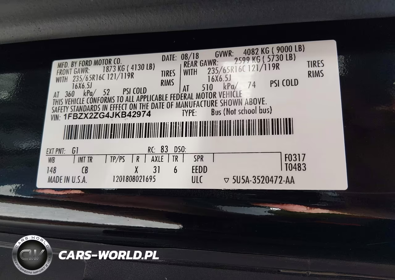 2018 Ford Transit-350 Xl VIN:1FBZX2ZG4JKB42974 - 9