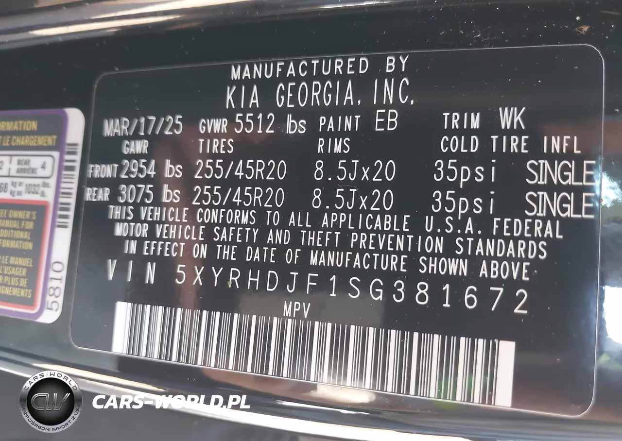 2025 Kia Sorento Ex VIN:5XYRHDJF1SG381672 - 9