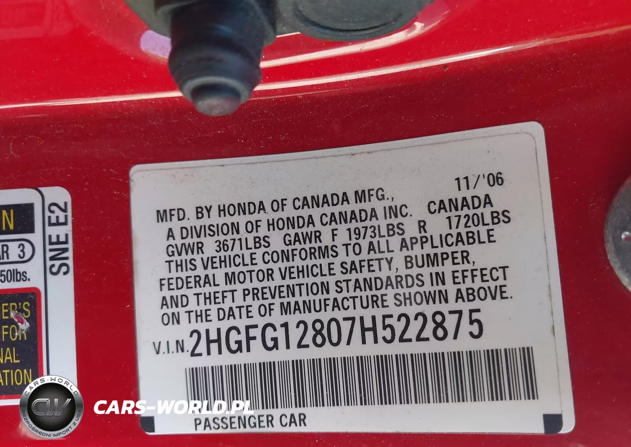 2007 Honda Civic Ex VIN:2HGFG12807H522875 - 9