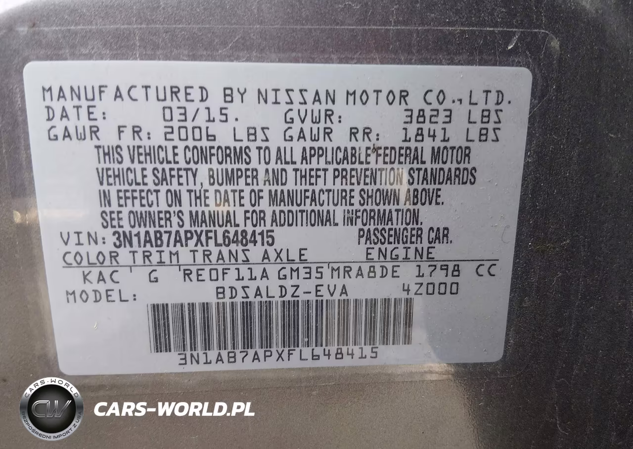 2015 Nissan Sentra Fe+ S-S-Sl-Sr-Sv VIN:3N1AB7APXFL648415 - 9
