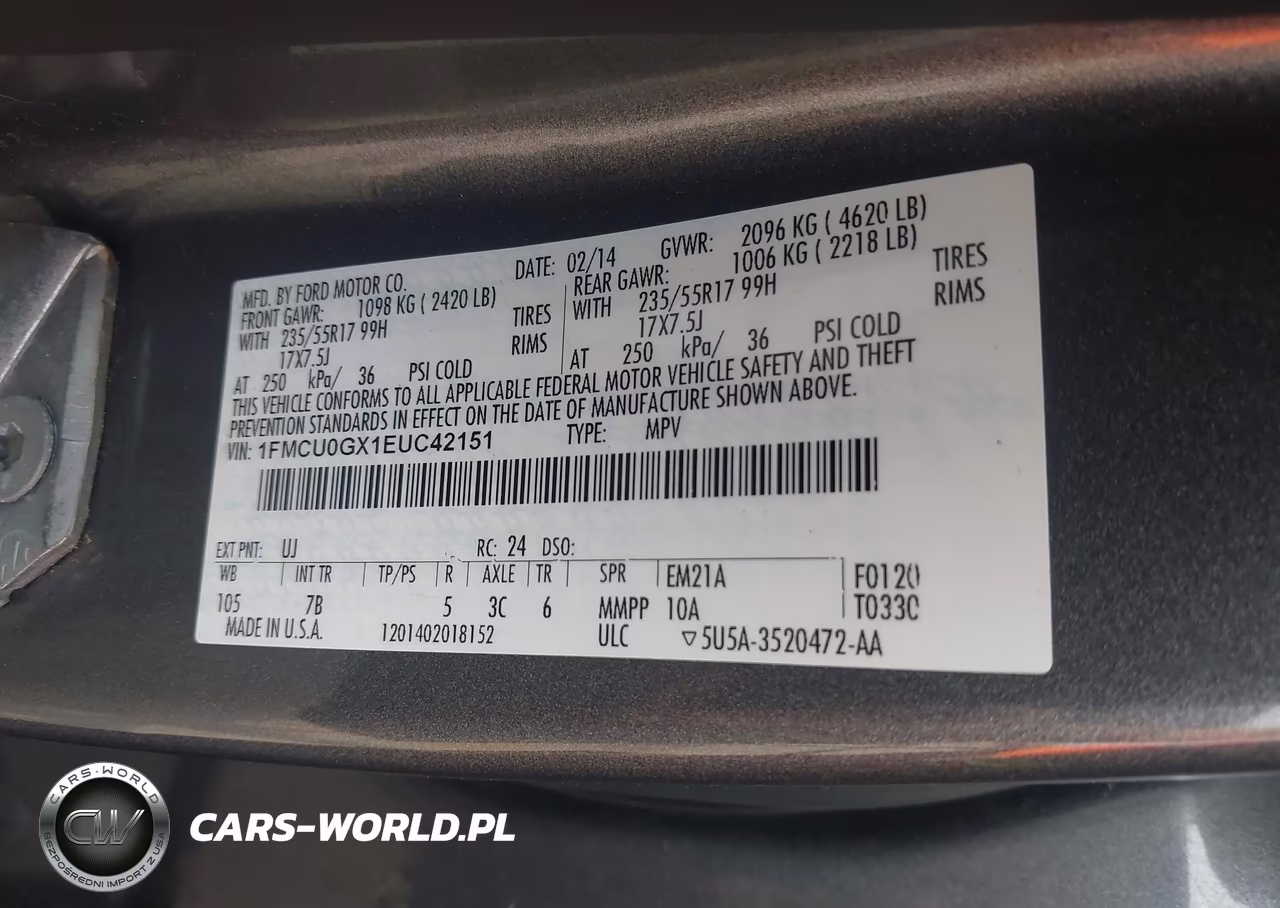 2014 Ford Escape Se VIN:1FMCU0GX1EUC42151 - 9