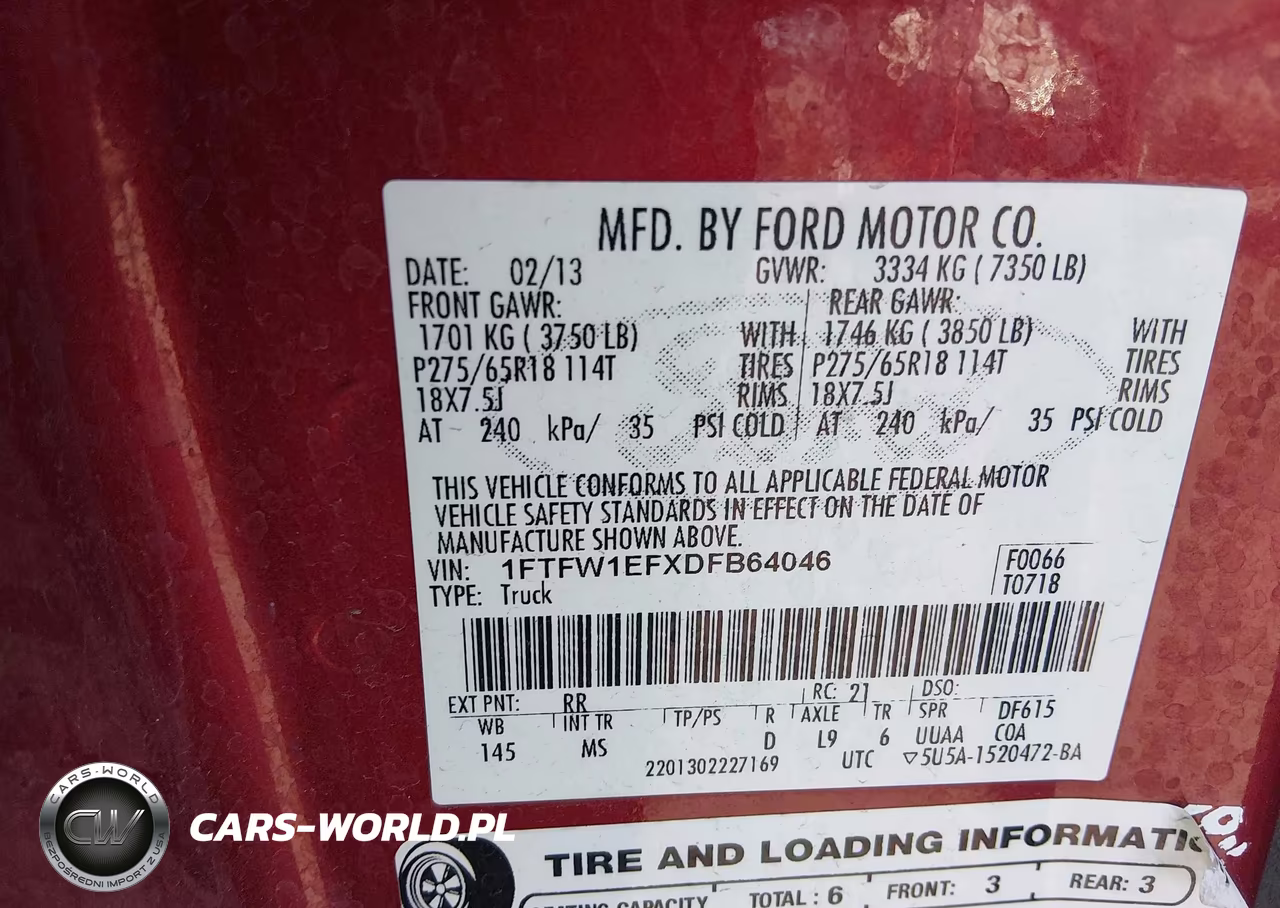 2013 Ford F-150 Xlt VIN:1FTFW1EFXDFB64046 - 9