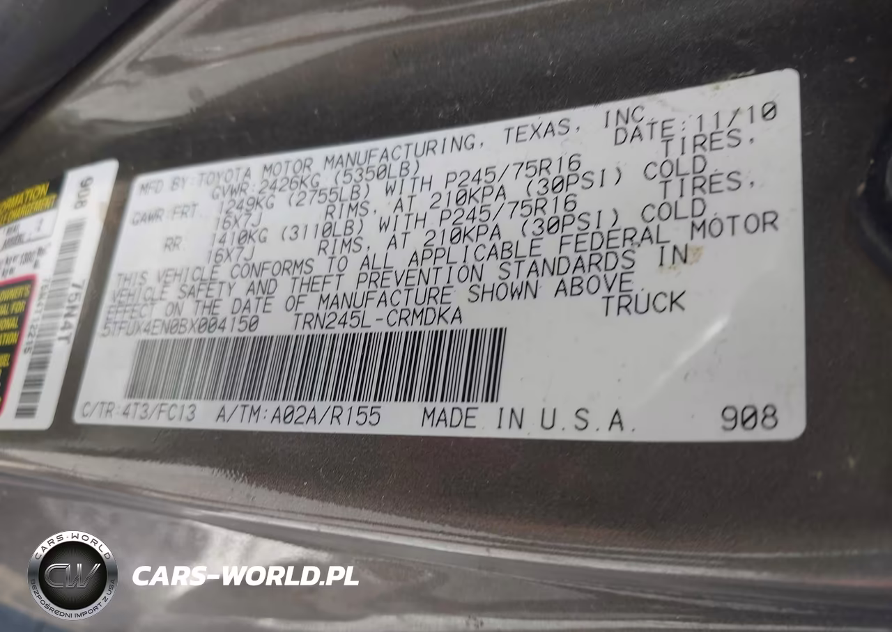 2011 Toyota Tacoma Access Cab VIN:5TFUX4EN0BX004150 - 9