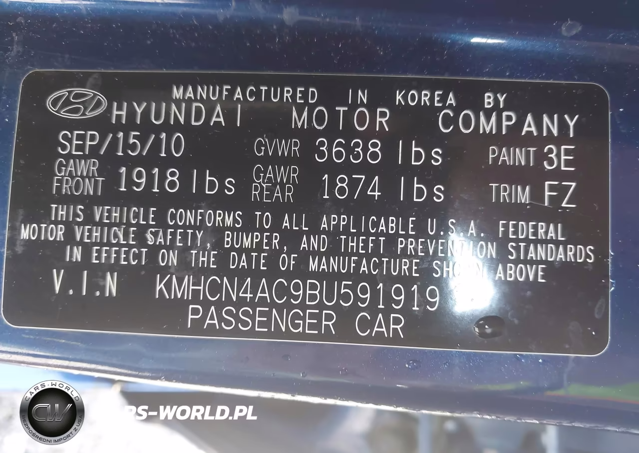 2011 Hyundai Accent Gls VIN:KMHCN4AC9BU591919 - 9